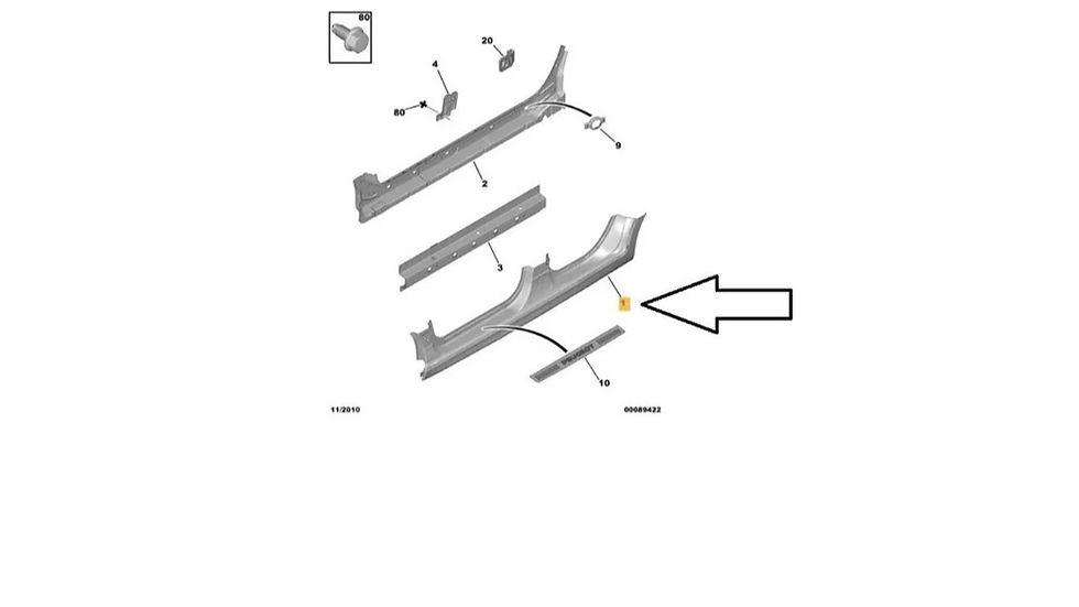 Miniatura: Caixa De Ar Da Soleira Esquerdo Peugeot 206 207