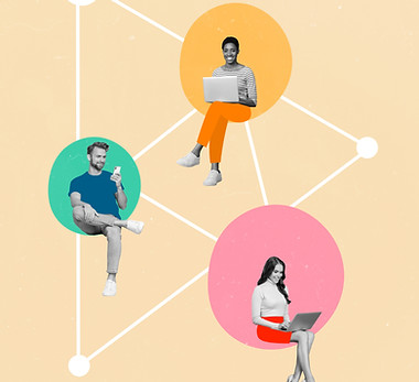 Vertical collage picture of black white effect people use gadgets netbook telephone chatti