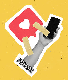 Human and social networks glued with finger tape. Contemporary art collage. Inspiration, i