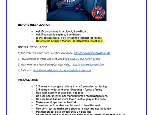 Carseat Installation Guideline