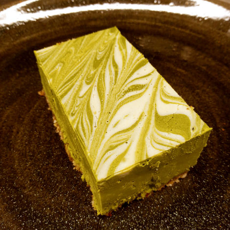 cheese cake with green matcha swirls