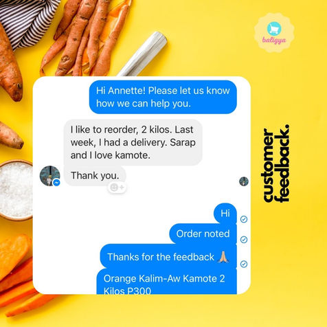 6 Customer Review Feedback Orange Kalim-Aw Sweet Potato Baligya Store Online Grocery Deliv