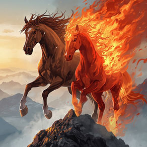 Yang Holz-Pferd trifft auf Yang Feuer-Pferdnd Nebel als Symbol für die Mai-Energie 2026i
