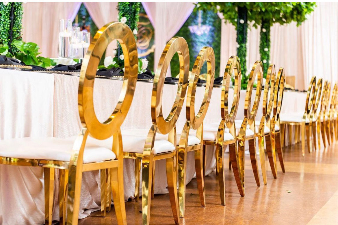 GOLD OVAL BACK CHAIRS