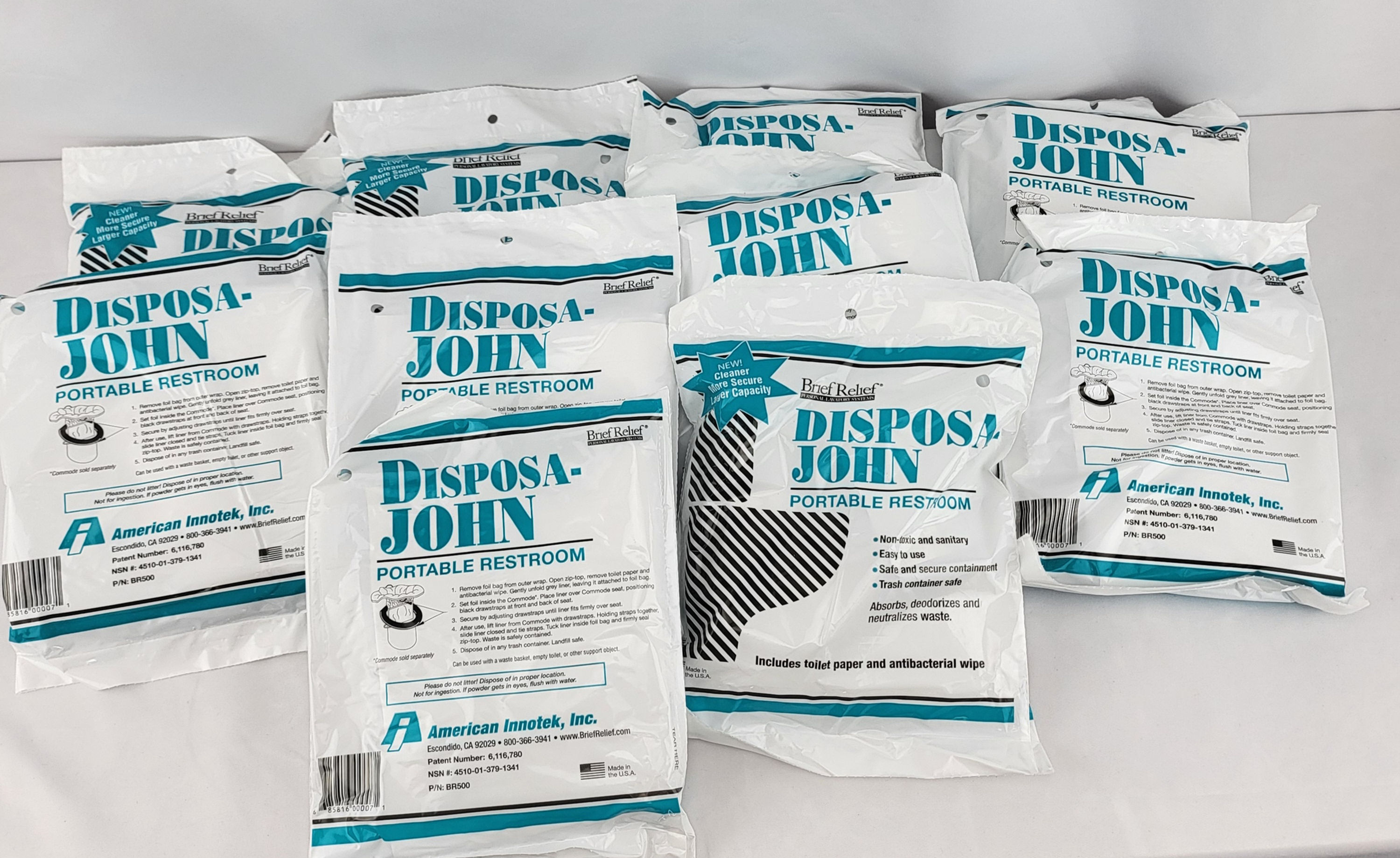 Lot of 10 Disposa John by Brief Relief