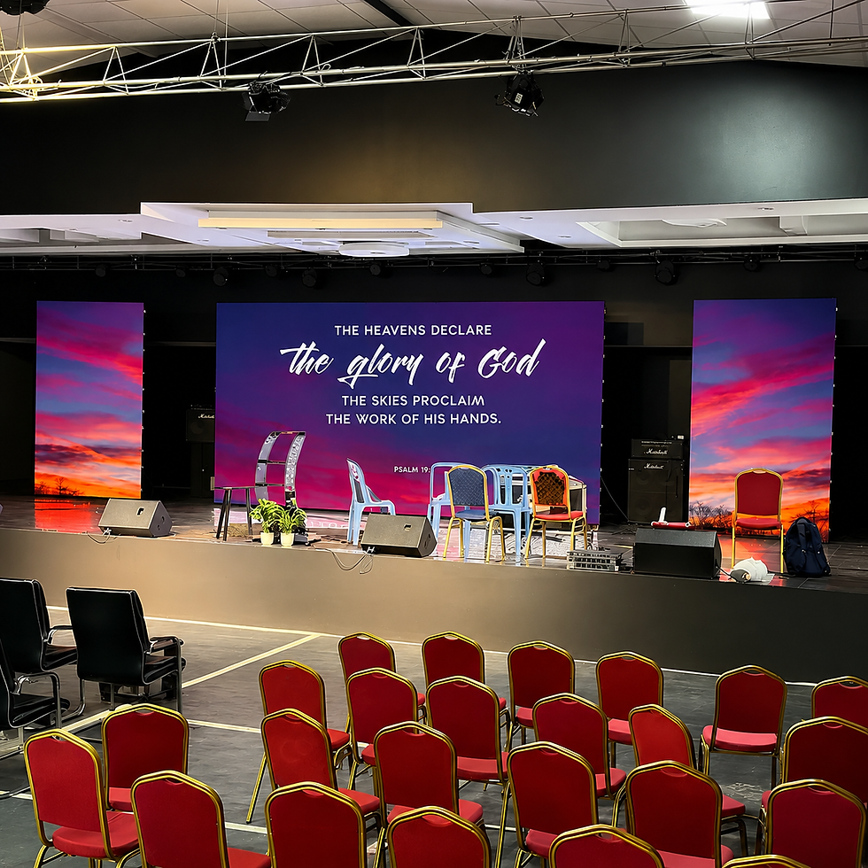 XS Series LED Video Wall setup on a church stage with multiple screens