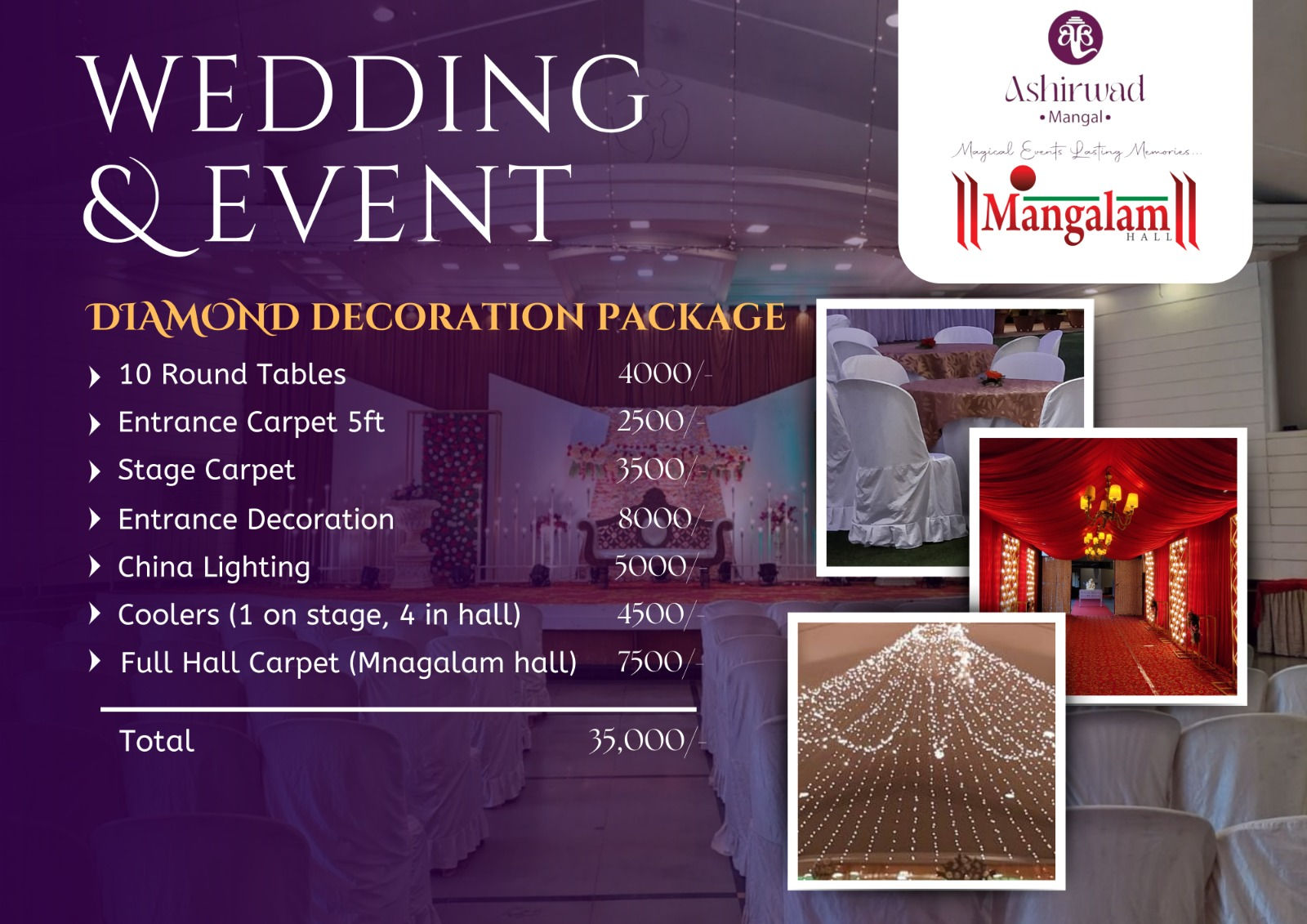 Mangalam Hall Decoration package