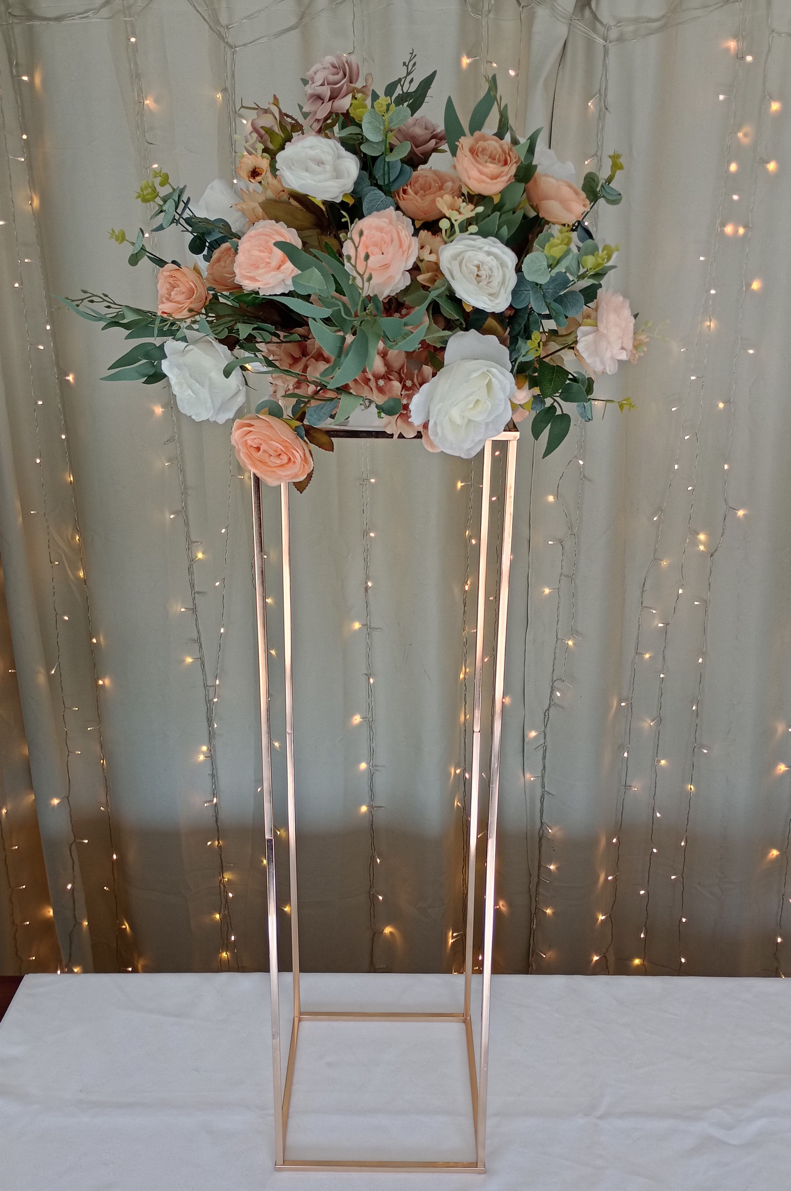 Champagne & Peach Flower with Rectangular Frame