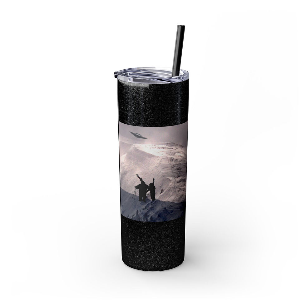 Thumbnail: Free Ride Taos | Skinny Tumbler with Straw | 20oz | Glitter Black