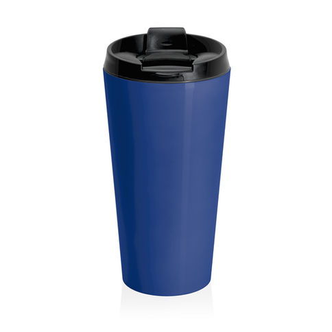Royal blue travel mug with black lid