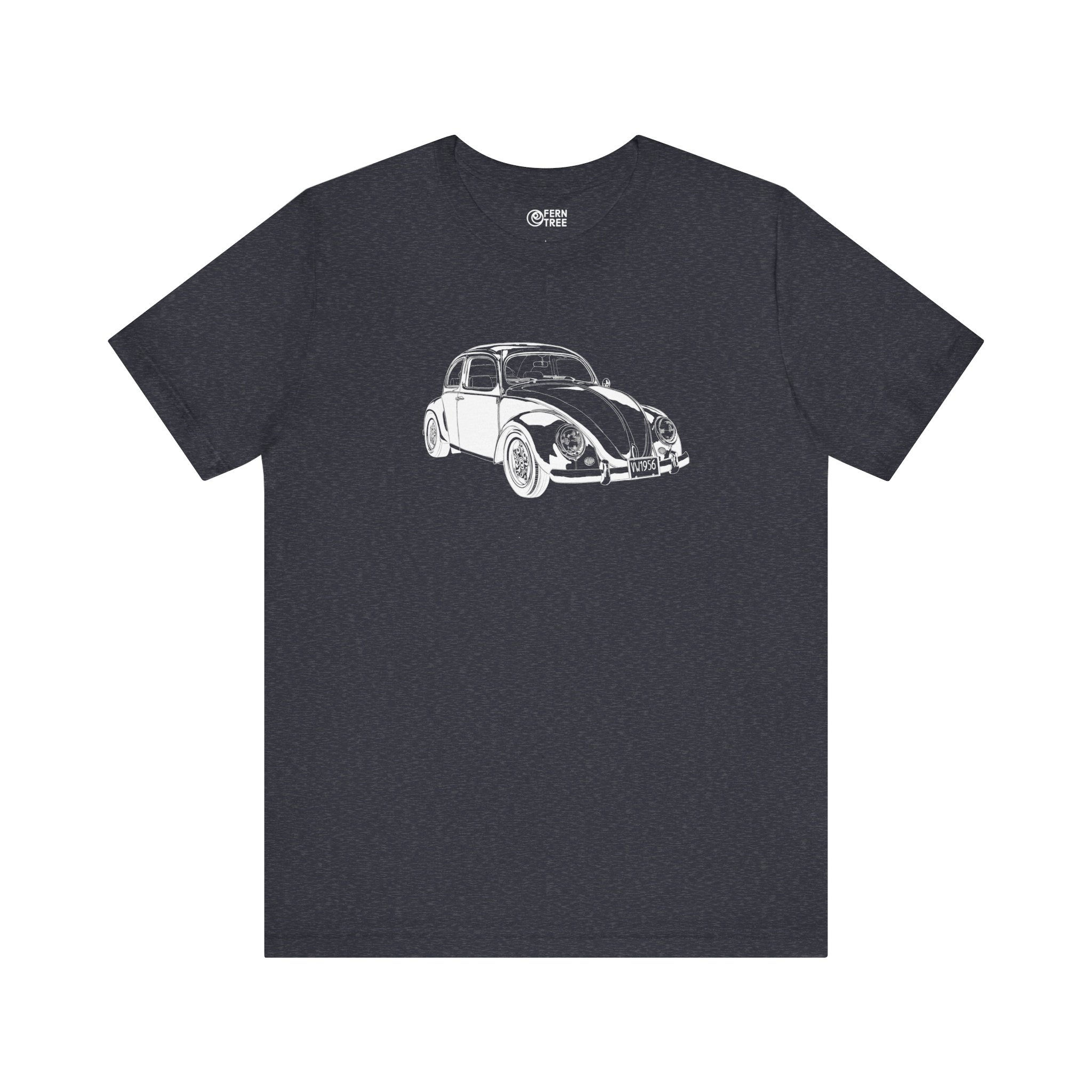 VW Beetle on dark heather gray tee