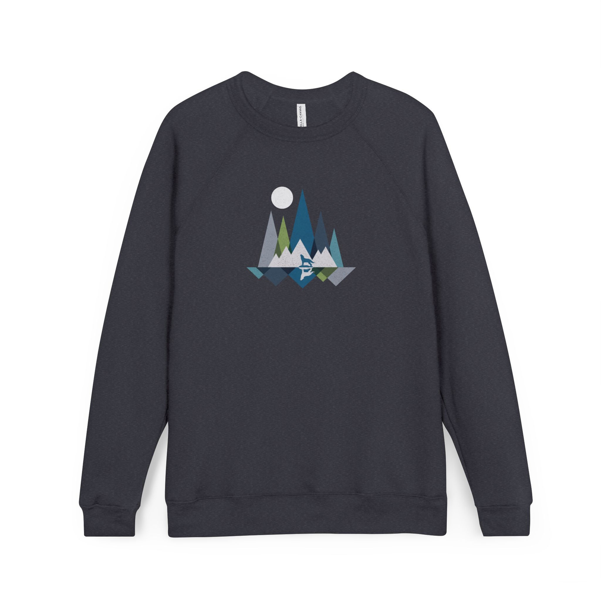 Reflection Wolf | Unisex Sponge Fleece Raglan Crewneck | Heather Navy