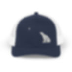 Navy blue trucker hat with embroidered polar bear and star