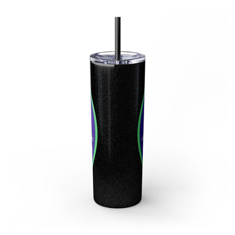Black glitter tumbler with straw