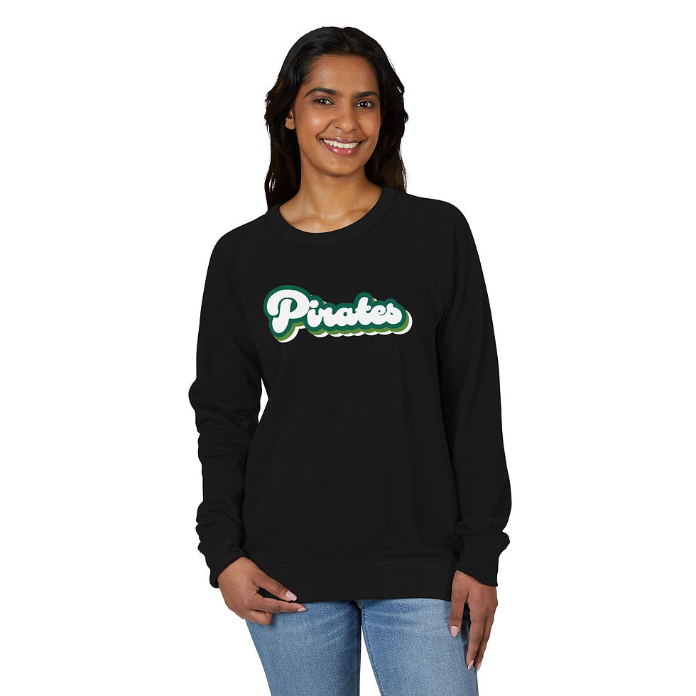 Thumbnail: CLPE Adult French Terry Raglan | Cursive Pirates | Lane Seven | S - 3XL | Black