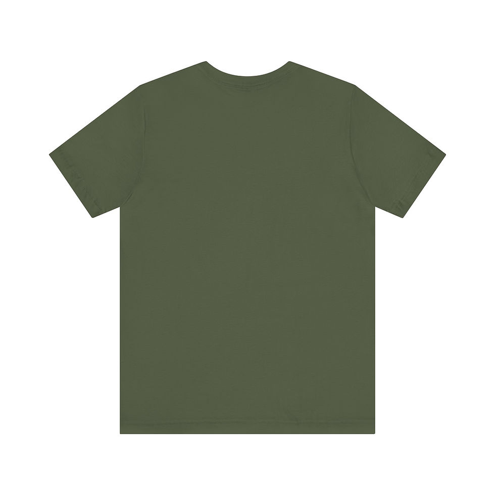 Back view of a plain olive green t-shirt