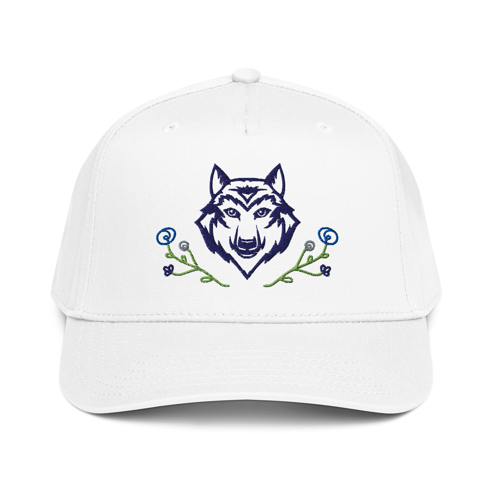 Bamford | Embroidered Wolf + Flowers 5 panel Cap