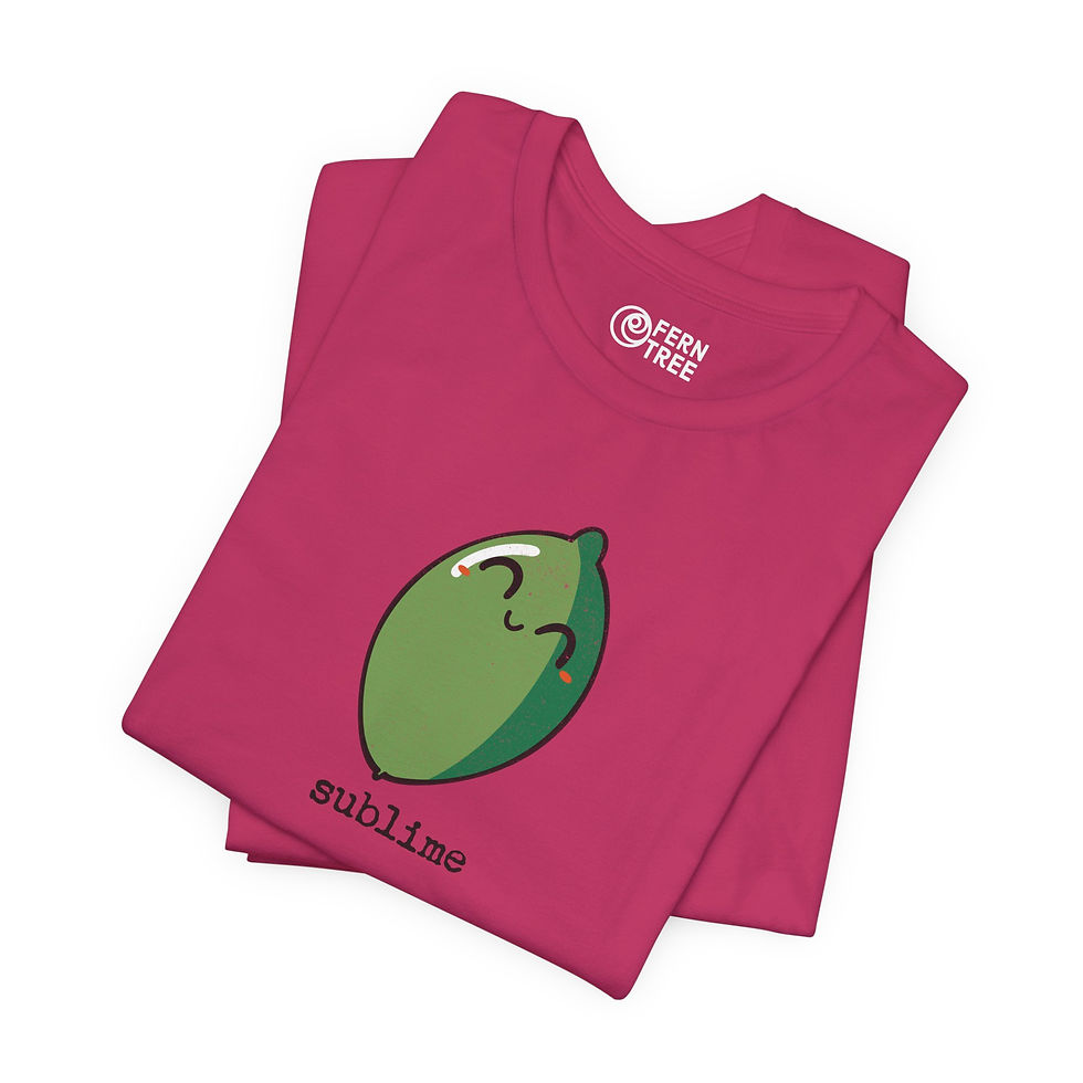 Thumbnail: Pink T-shirt with lime design, text 'sublime', FernTree logo