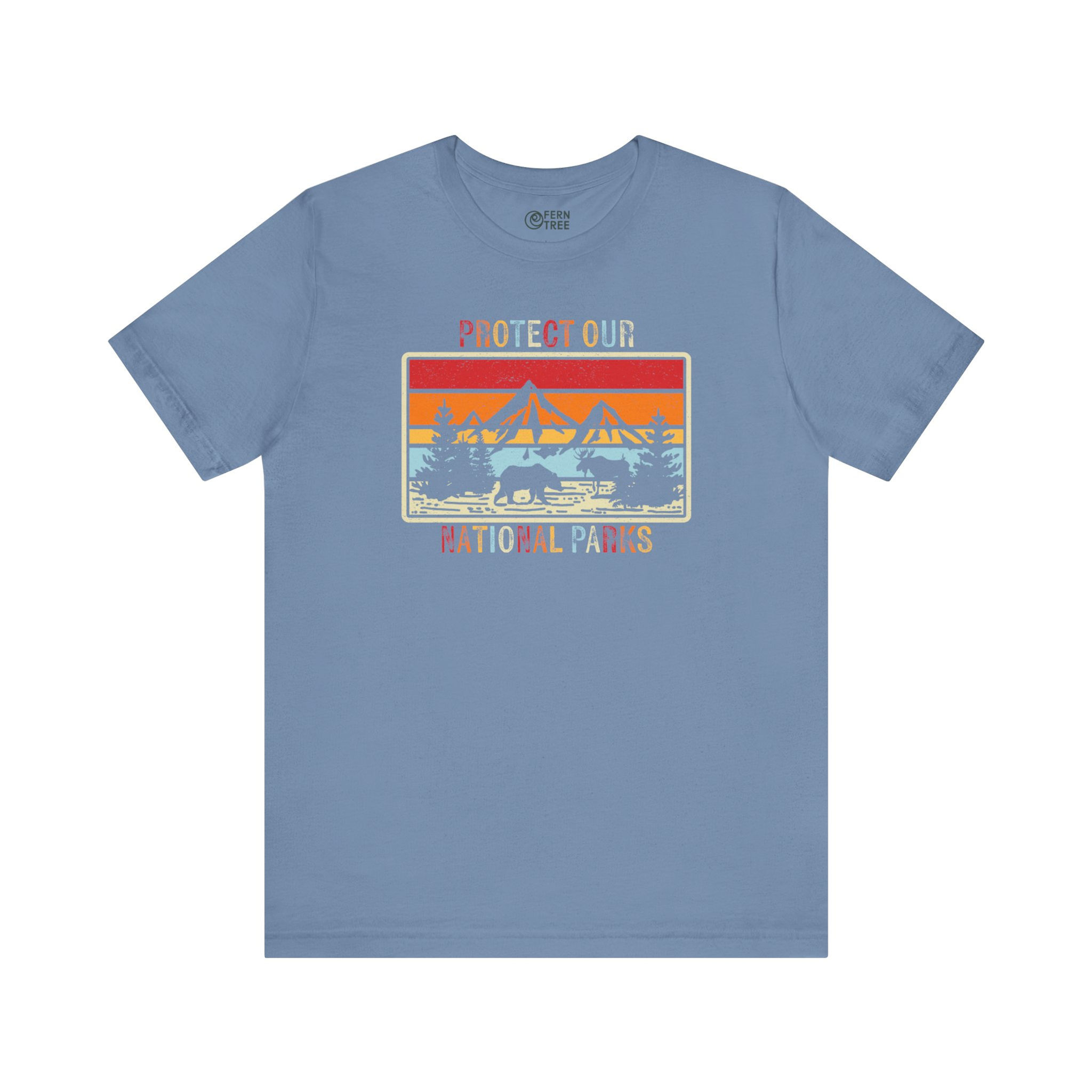 Youth t-shirt shows "Protect Our National Parks" design.