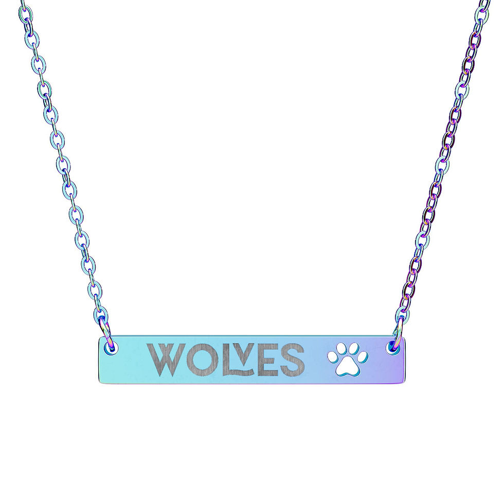 Thumbnail: Wolves Custom Engraving Paw Print Necklace with Cutout Paw 