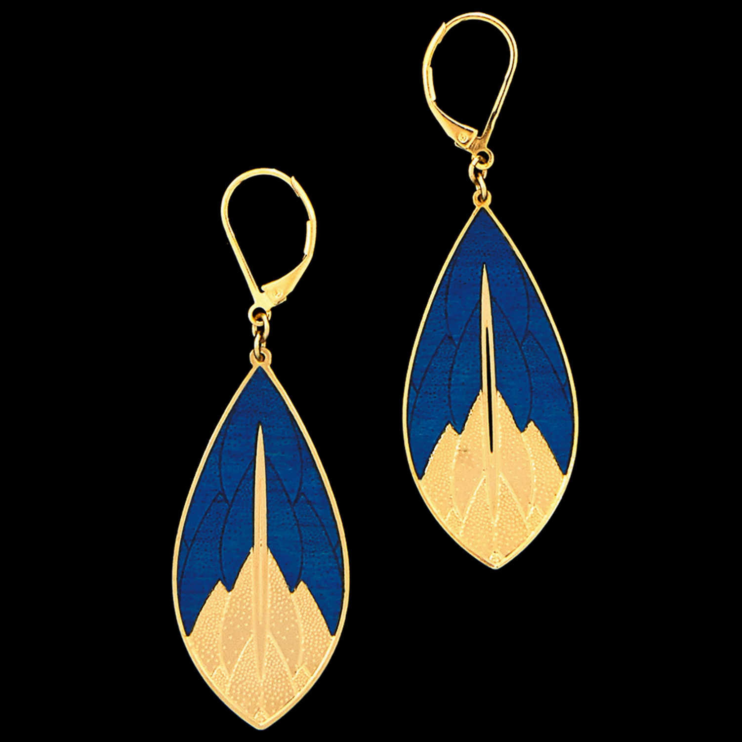 Physalis Wood Earrings by Amelie Blaise | Art Deco | Klein Blue Wood