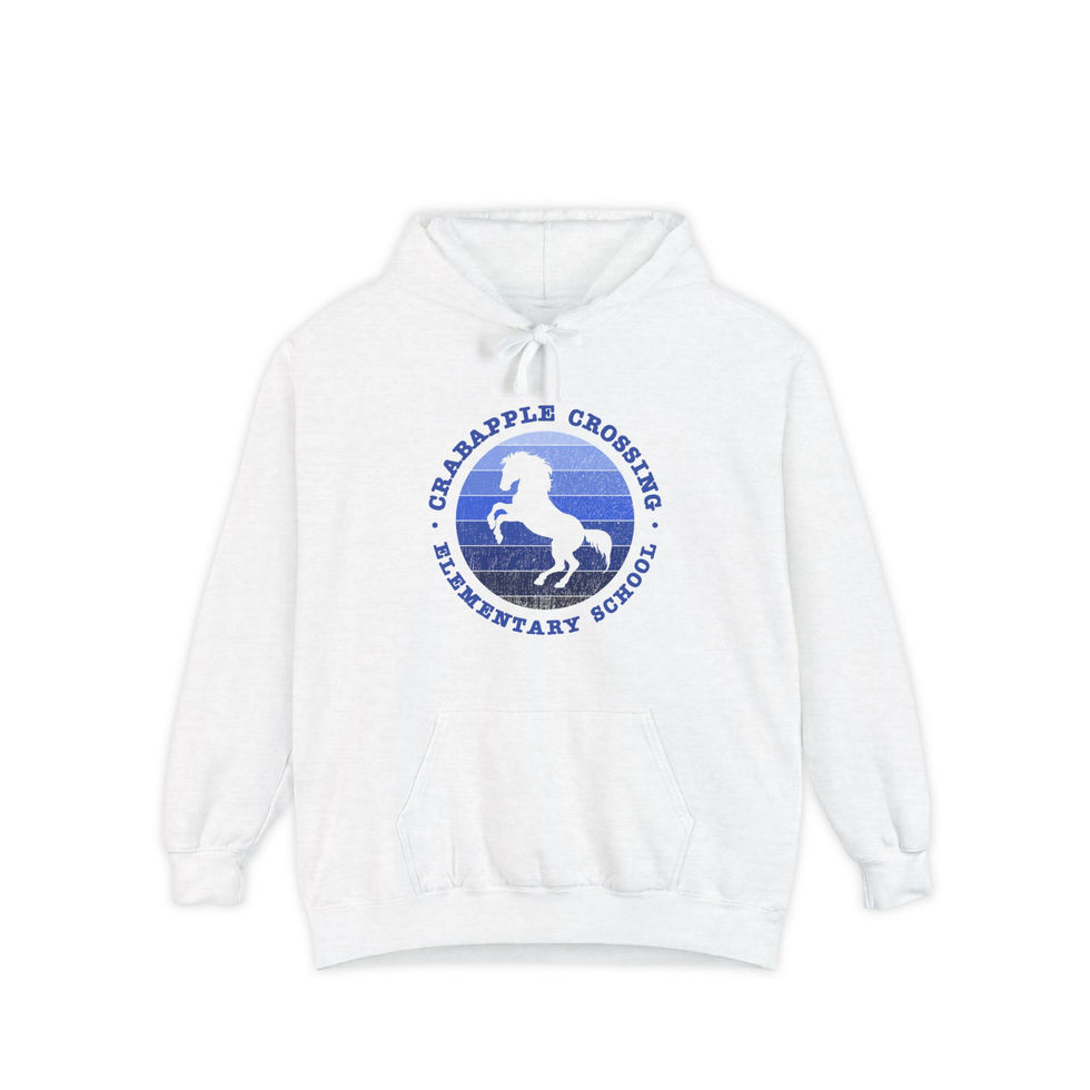 White custom Crabapple Crossing Elementary hoodie