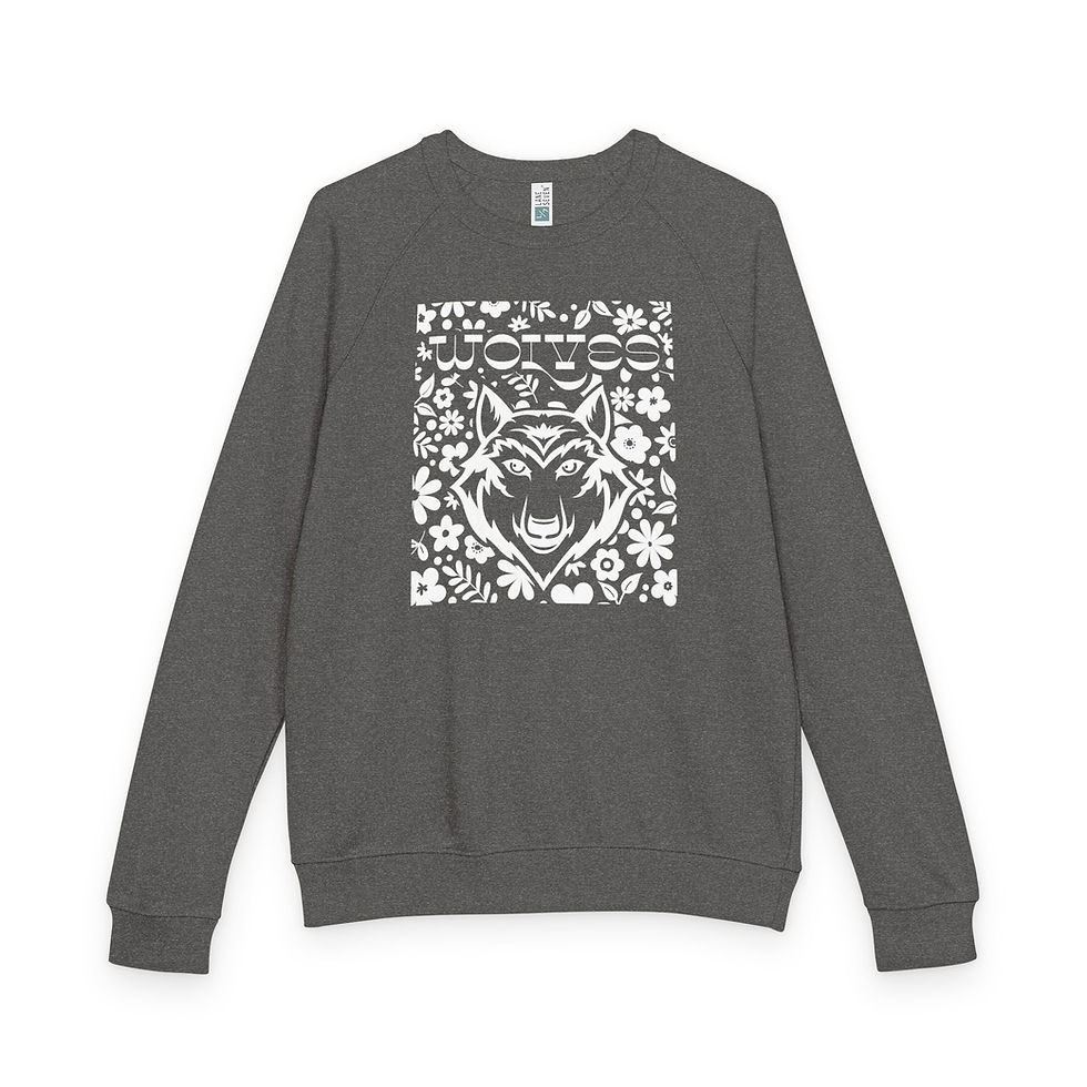 Thumbnail: Bamford Wolves White Floral | French Terry Raglan Crewneck