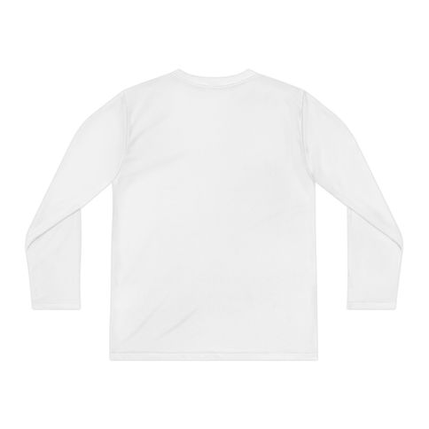 White long-sleeve youth sports shirt