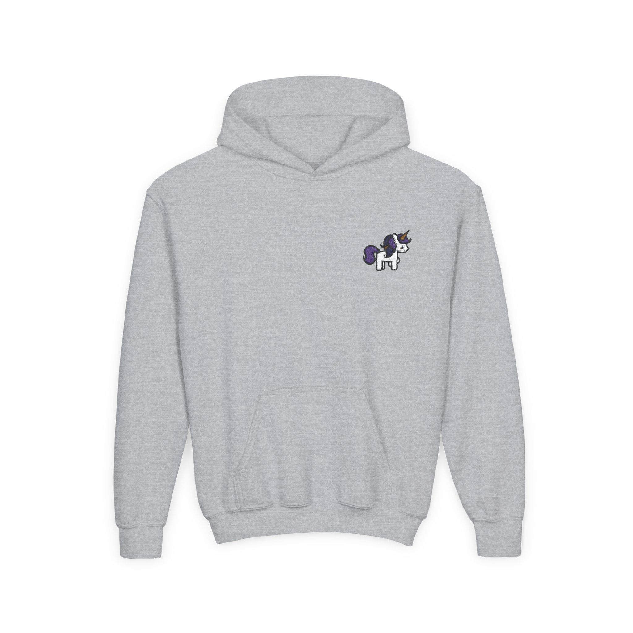 Unicorn Embroidered Hoodie | Youth | Gray