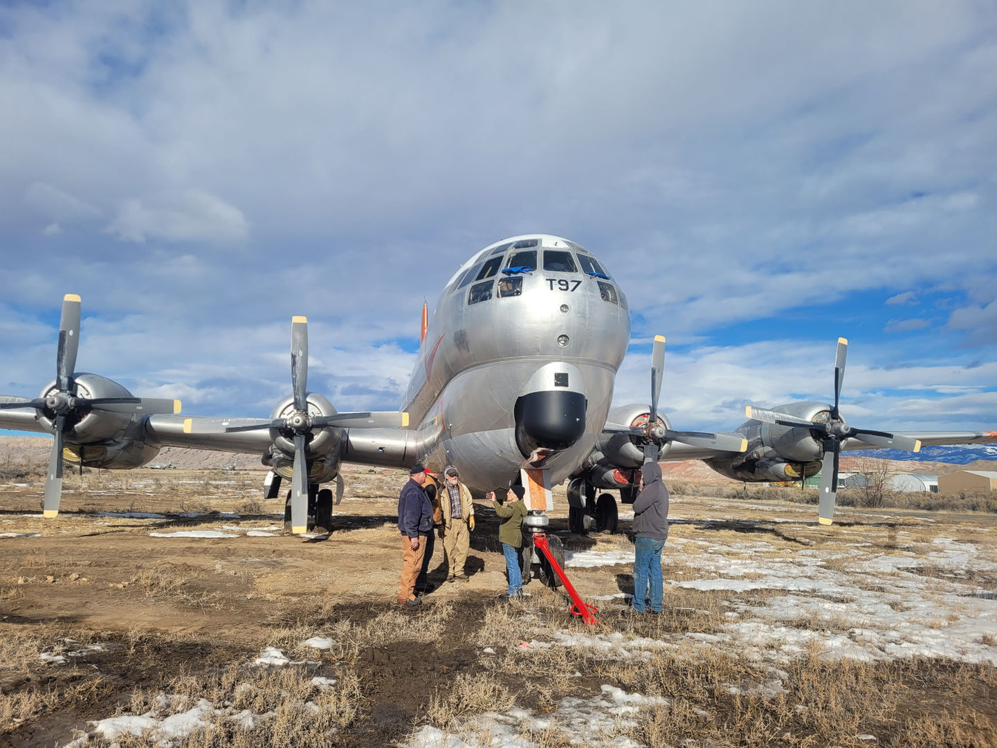 The KC97 is scooted into place between aircrafts at the Museum.