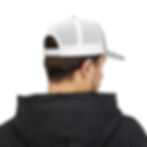 Thumbnail: Grey heather youth trucker hat rear view