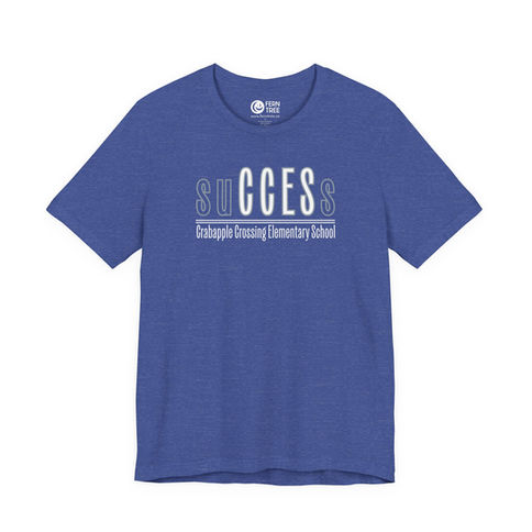 Blue t-shirt with "Success" and school name