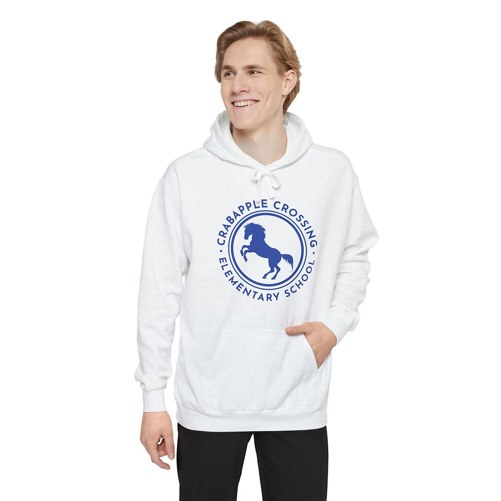 Thumbnail: CCES Comfort Colors Garment Dyed Hoodie – 10-Inch Colt Graphic | White