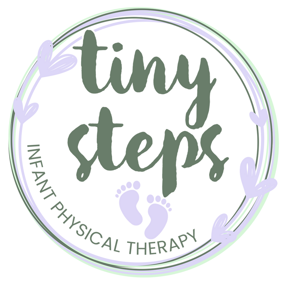Tiny Steps logo with green and purple circular design