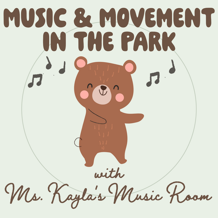 Custom Graphic Design featuring a dancing bear in line with Ms Kayla's brand and website vibe for her music series for ages 0-5.