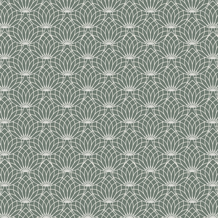 Graphic Art - art deco lotus ecru on salamanca green