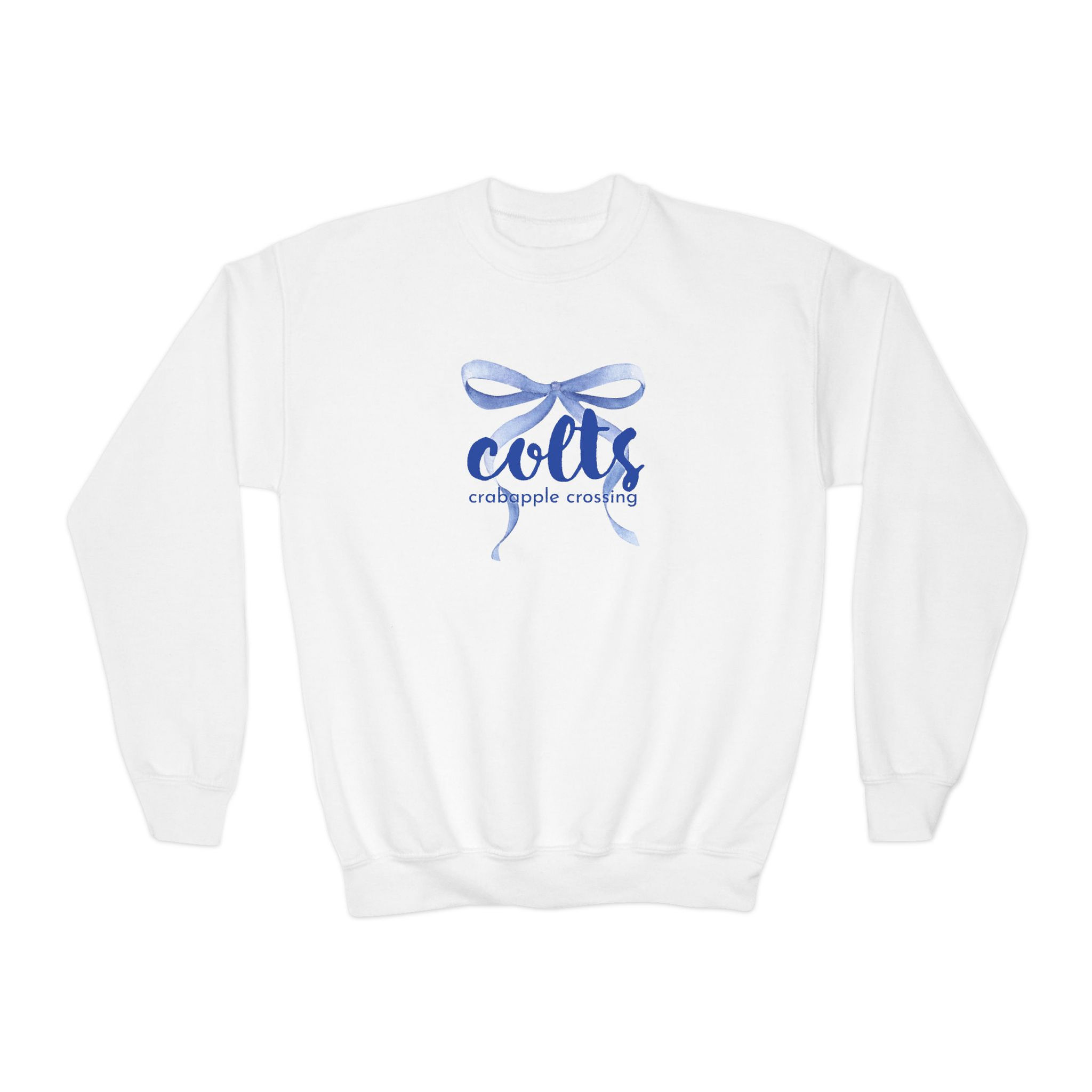 White Colts sweatshirt with blue bow