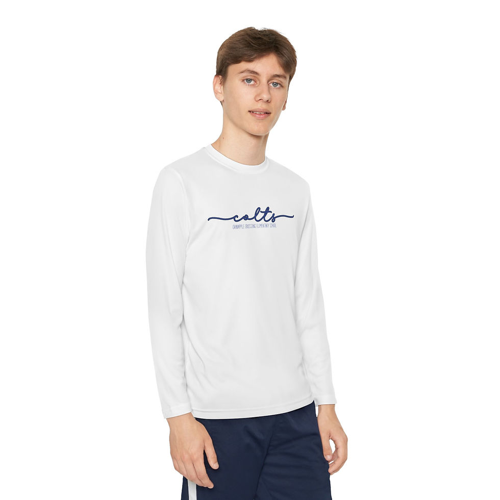 Thumbnail: CCES Youth Long Sleeve Sport Tee – Fineline Cursive Colts | Royal on White
