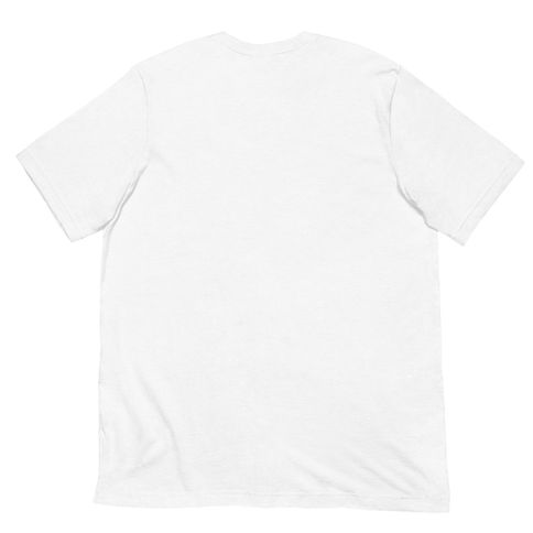 Embroidered red eagle on a white t-shirt.