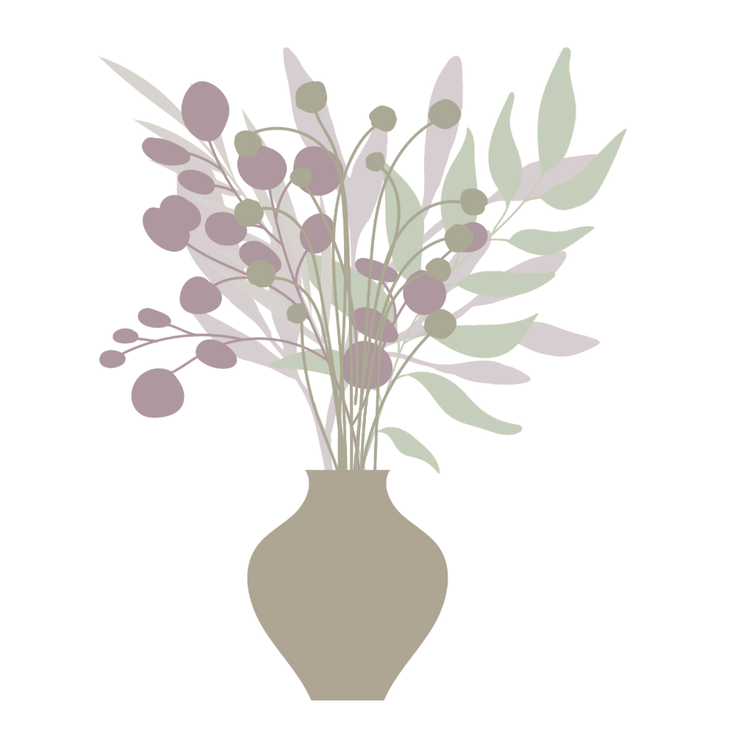 Custom Flower Graphic created by FernTree in line with Ms Kayla's brand and website vibe - muted purples and greens.