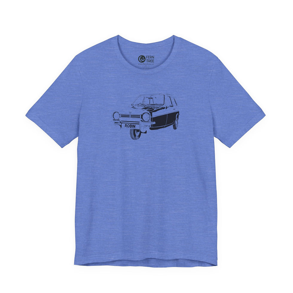 Thumbnail: 1978 Reliant Robin | Unisex T-shirt | Black Ink | Silver