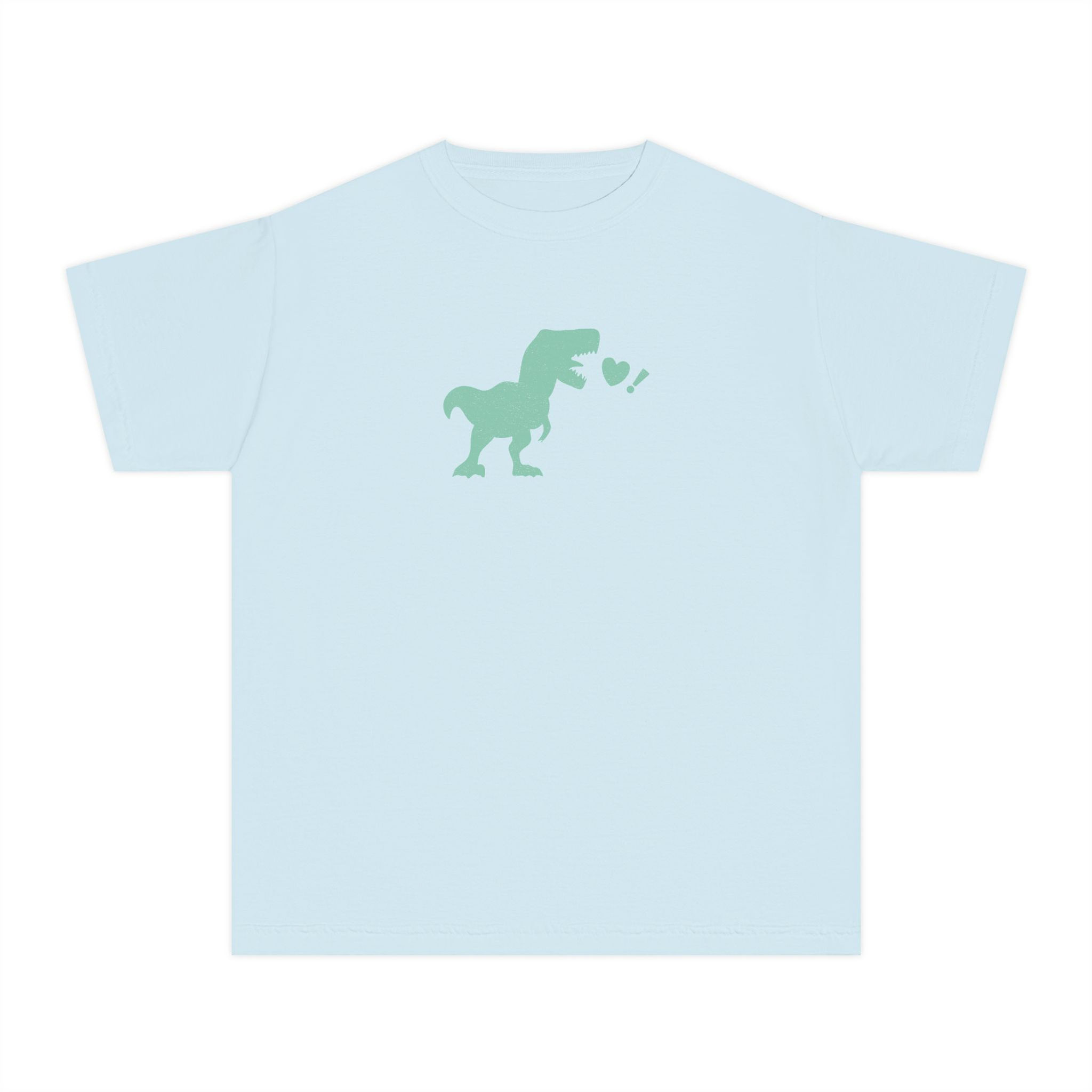 T-Rex Shouting Heart T-Shirt | Comfort Colors Tee | Chambray