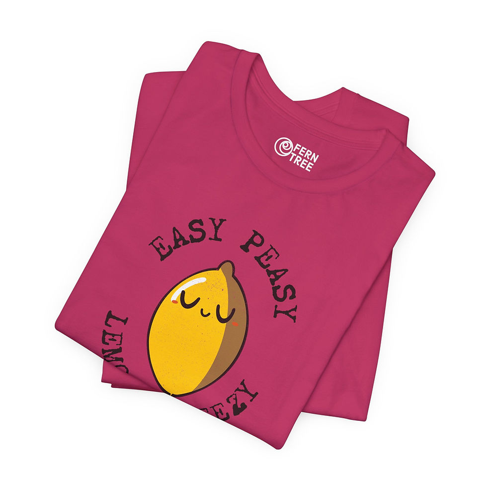 Thumbnail: Pink T-shirt with \"Lemon Easy Peasy\" design