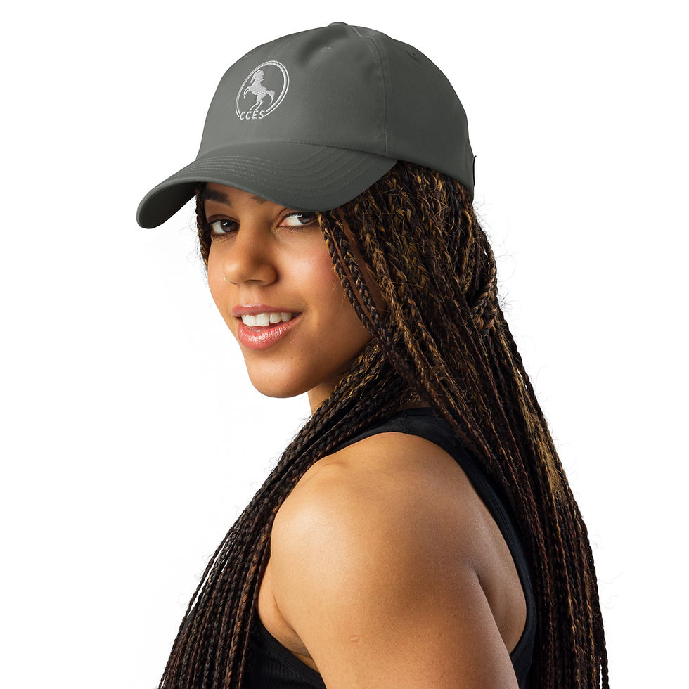 Thumbnail: Woman modeling charcoal gray Circle Colt embroidered cap