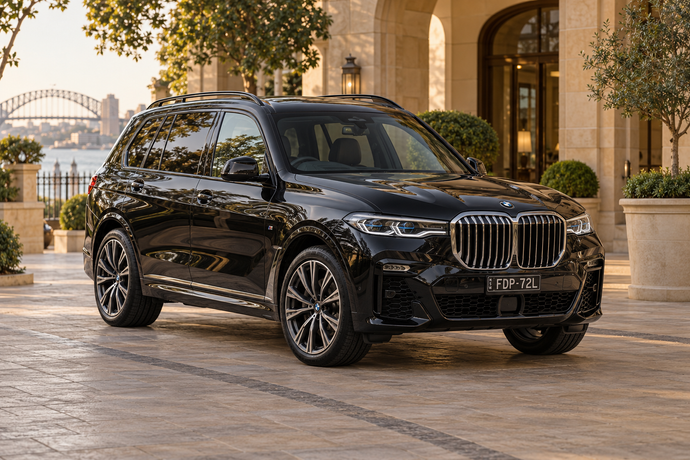Black BMW X7 illustrating the Luxury SUV category.