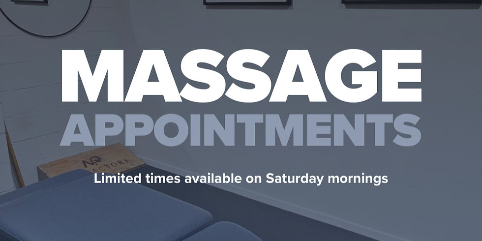 Massage Appointments - Limited times available on Saturday mornings.