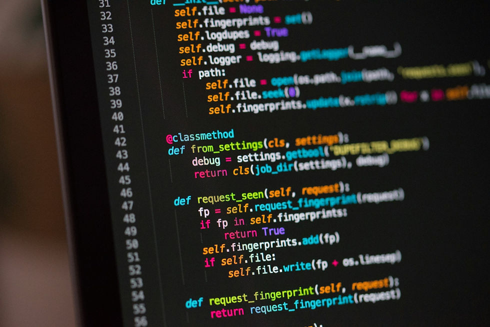 Computer screen showing lines of code