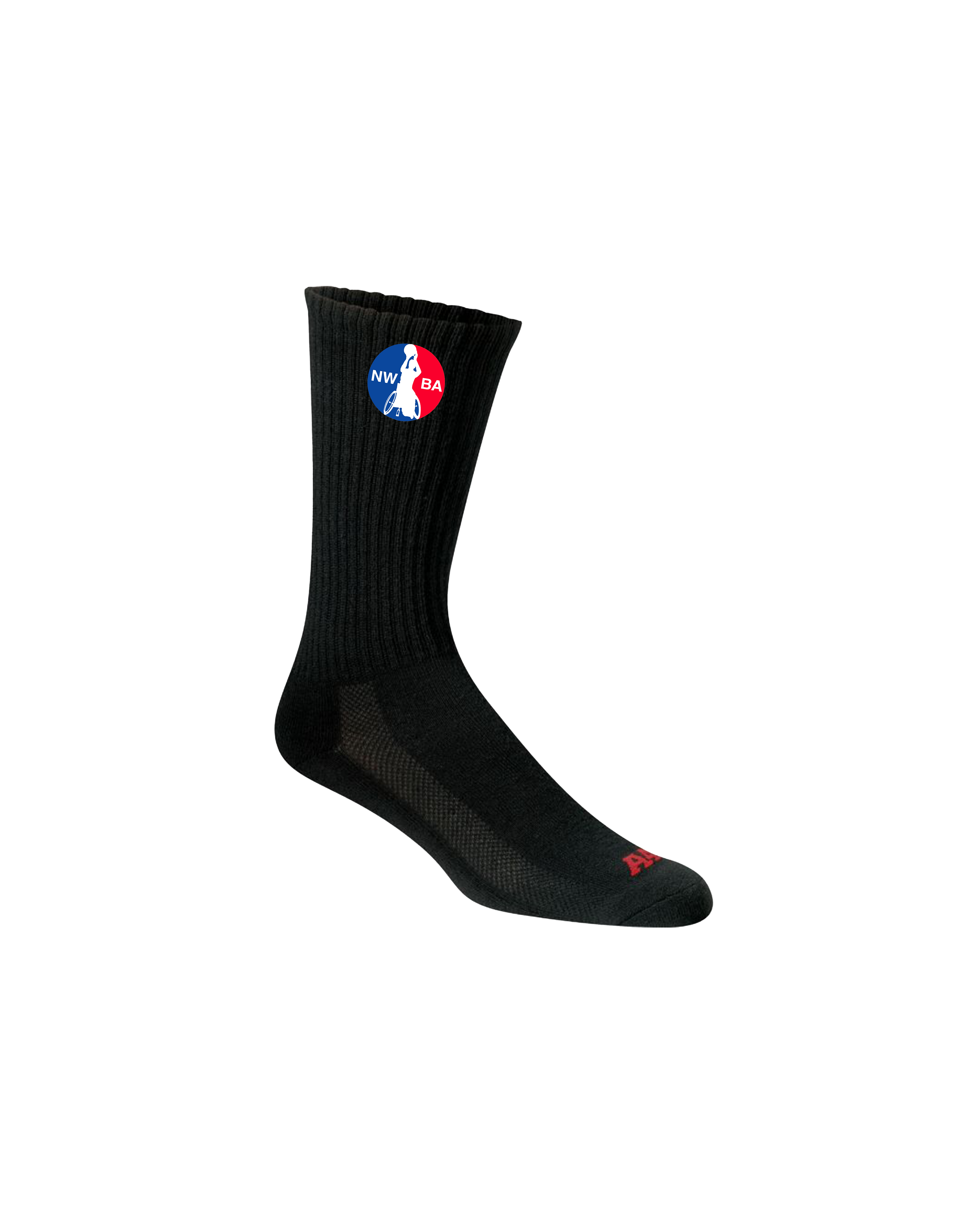 2 Pairs: National Wheelchair Basketball Association embroidered socks