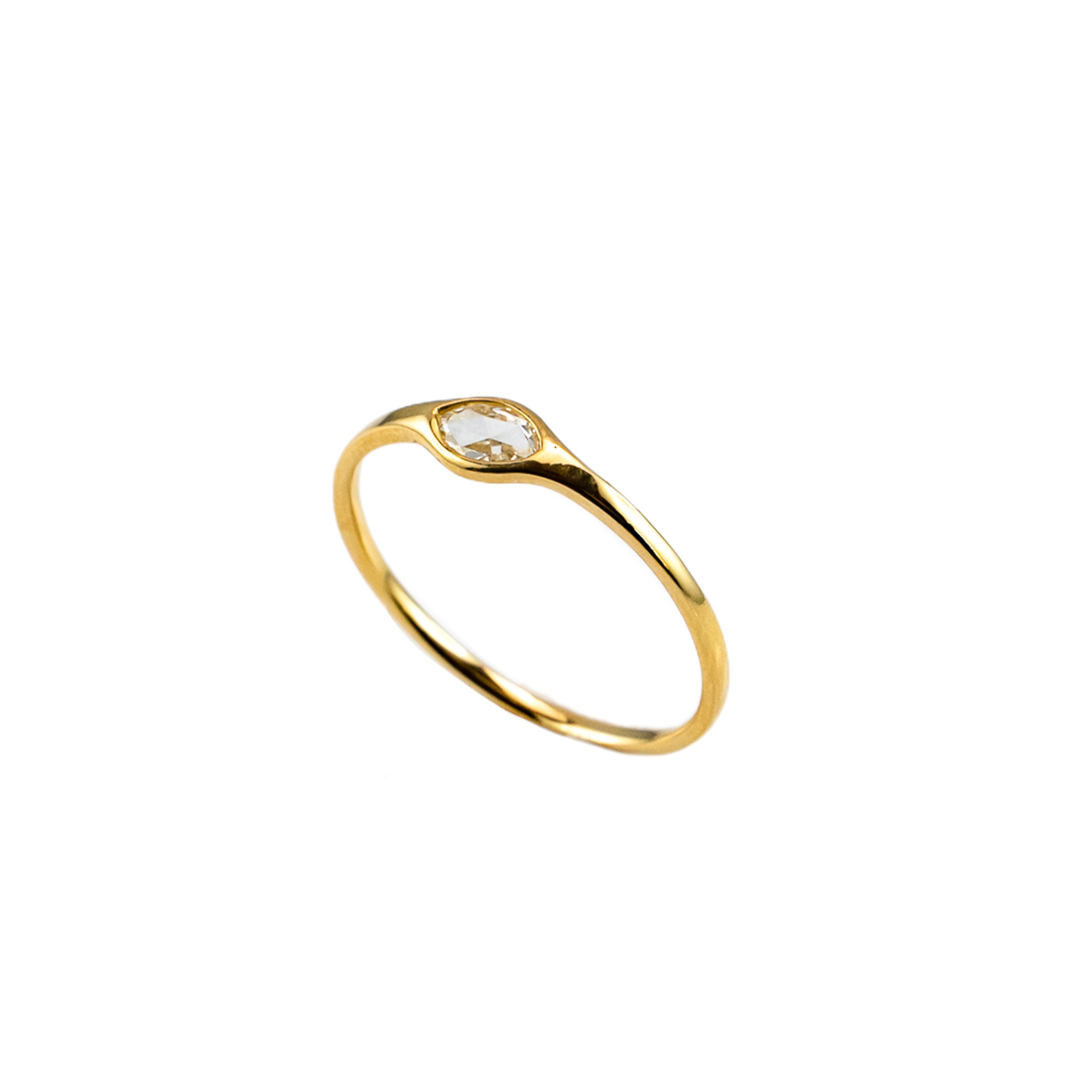 Anello Evil Eye in Oro Giallo 18kt con Diamante medio