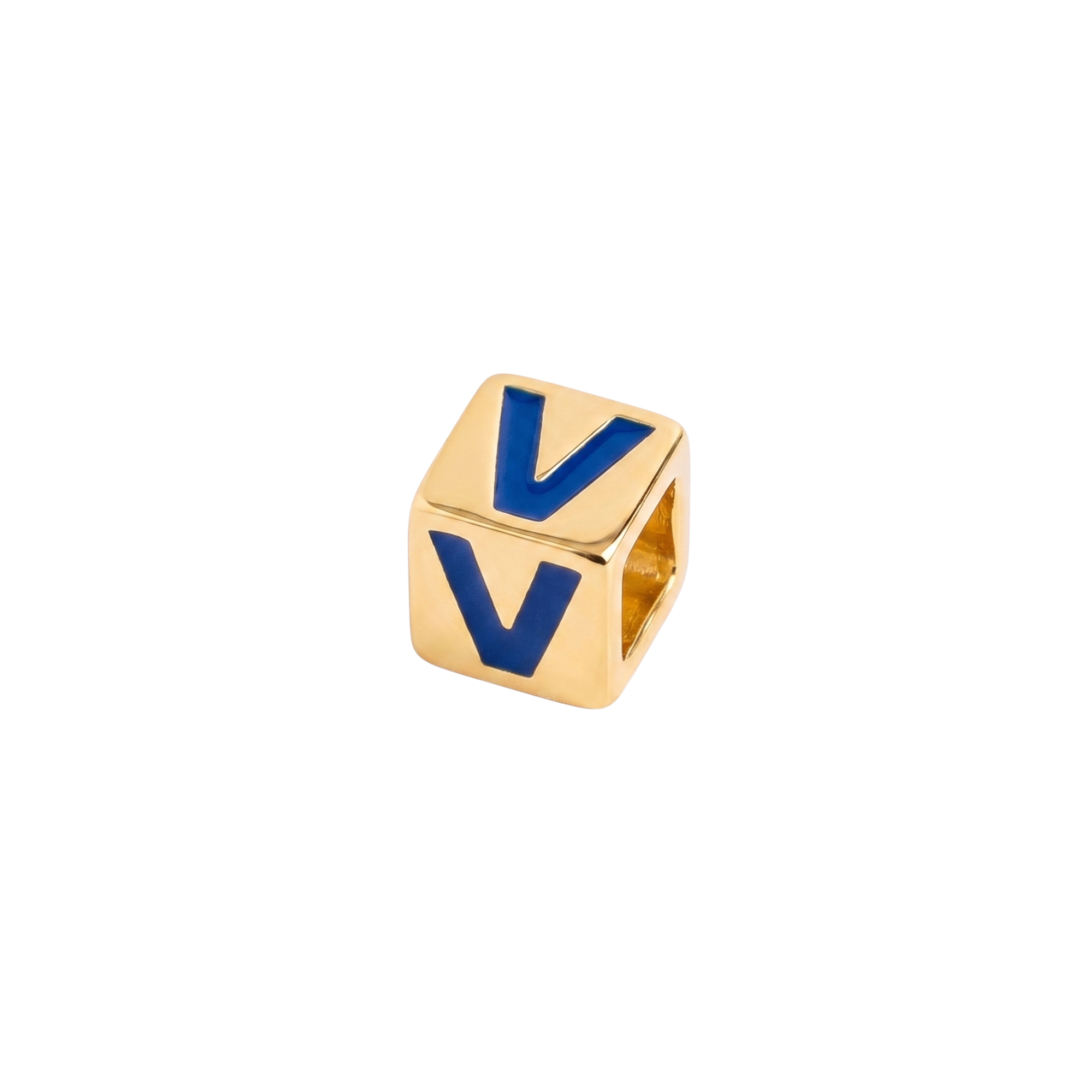 Pendente ABC Lettera V in Oro Giallo 9kt Smaltato
